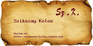 Szikszay Kolos névjegykártya